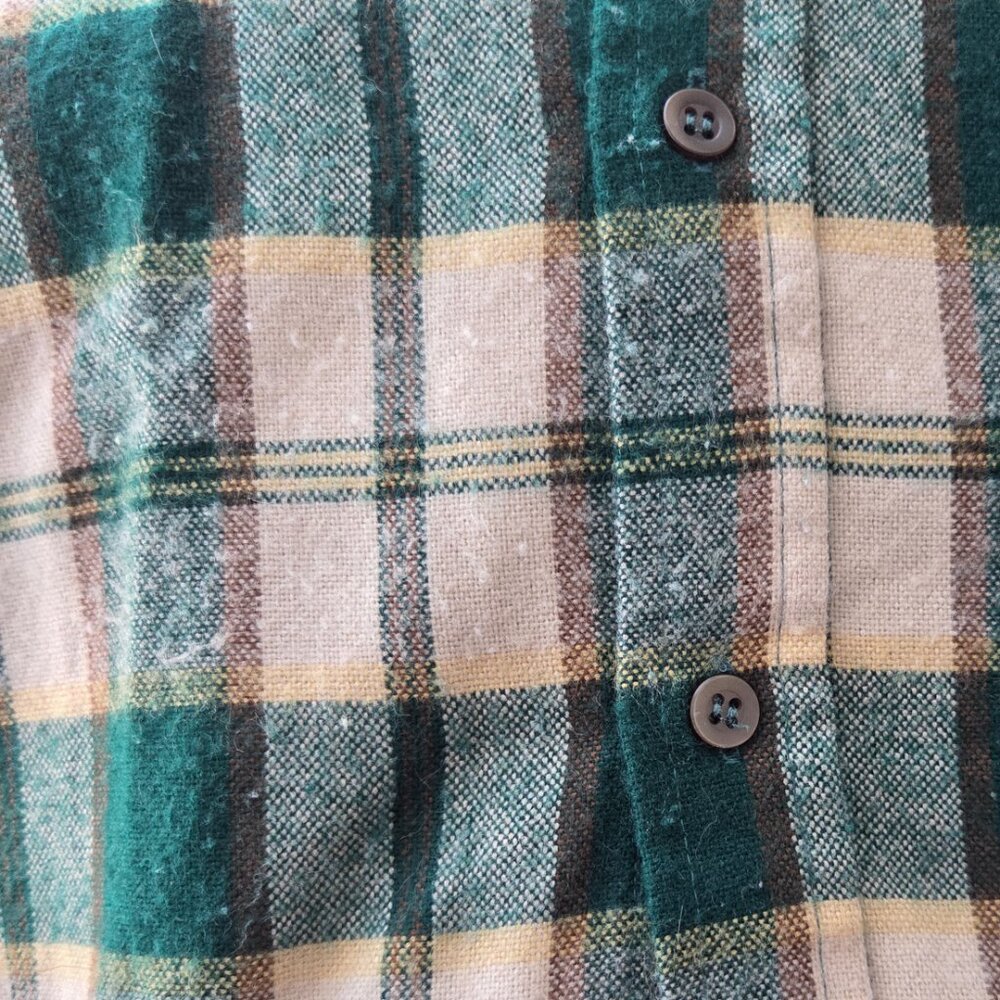 Vtg 90s Green Plaid Flannel Shirt Men's Small Arrow Sportswear Cabincore Grunge - Picture 8 of 15